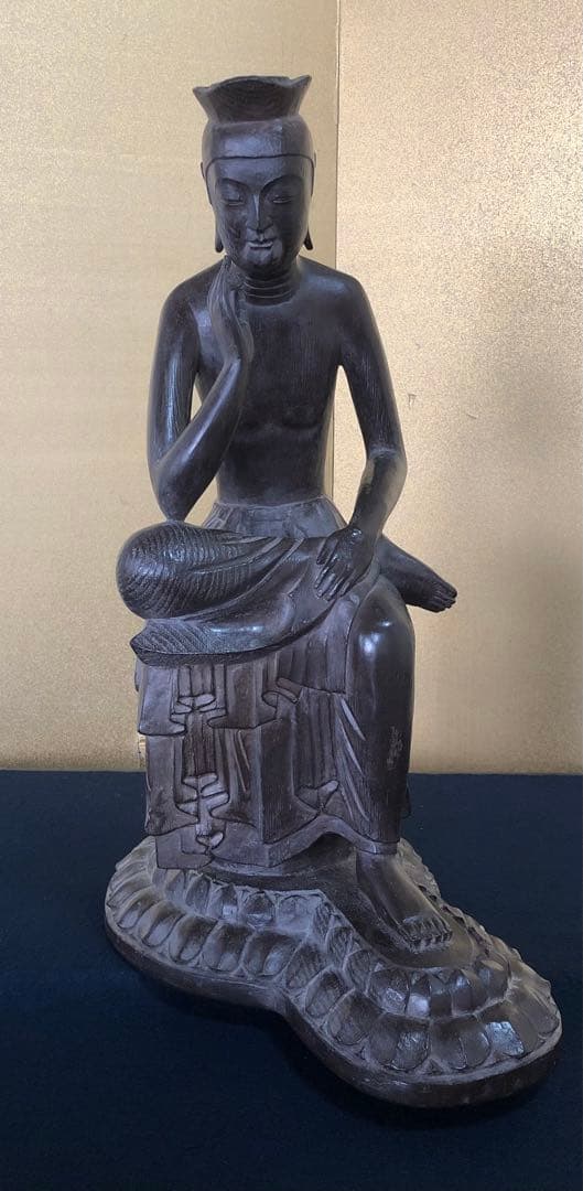 割引❗️《R》仏像 弥勒菩薩半跏思惟像 木彫 高さ約54㎝ 260203く4