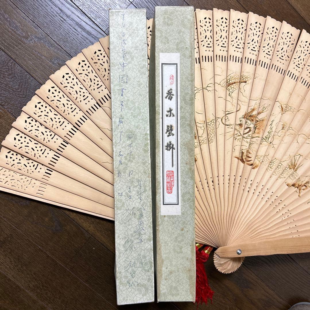 中国香木扇子　骨董品　50cm 扇子