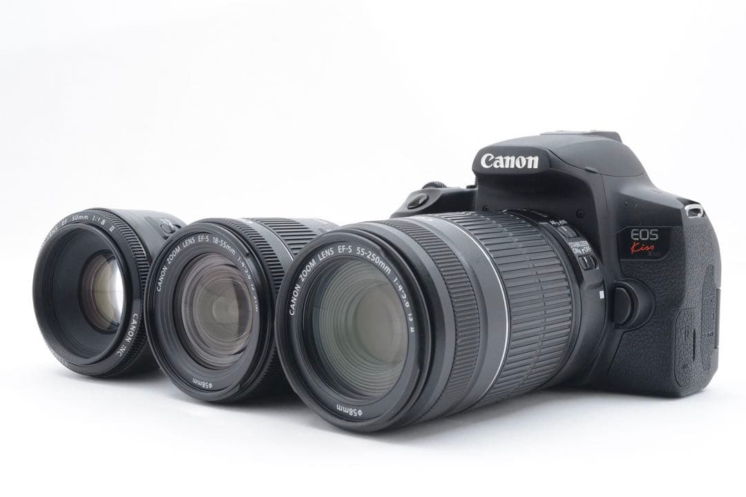 美品/canon kiss x10i/標準&望遠&単焦点トリプルレンズセット