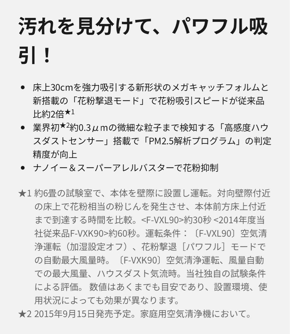 Panasonic ナノイー　加湿空気清浄機 F-VXL90 ホワイト