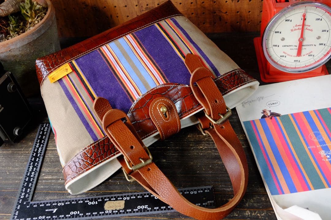 Les Toiles Du Soleil ブラウン牛革トートバッグ　ハンドメイド