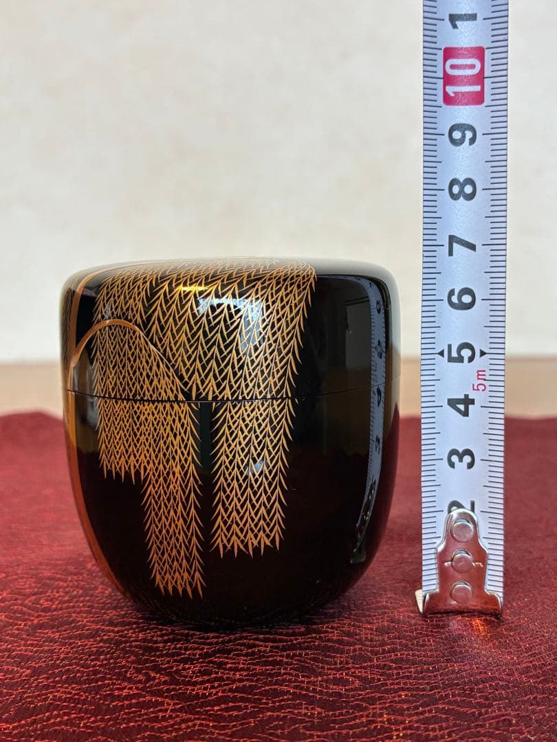 c-73 茶道具 塗師 川瀬表完作 柳蒔絵 中棗 共箱