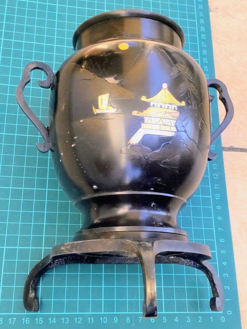 古銅 鳳凰三足香炉 花入セット 銅合金 仏具 茶道具古美術『大事に保管してます』