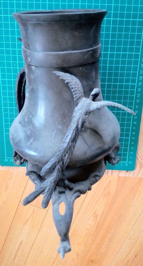 古銅 鳳凰三足香炉 花入セット 銅合金 仏具 茶道具古美術『大事に保管してます』