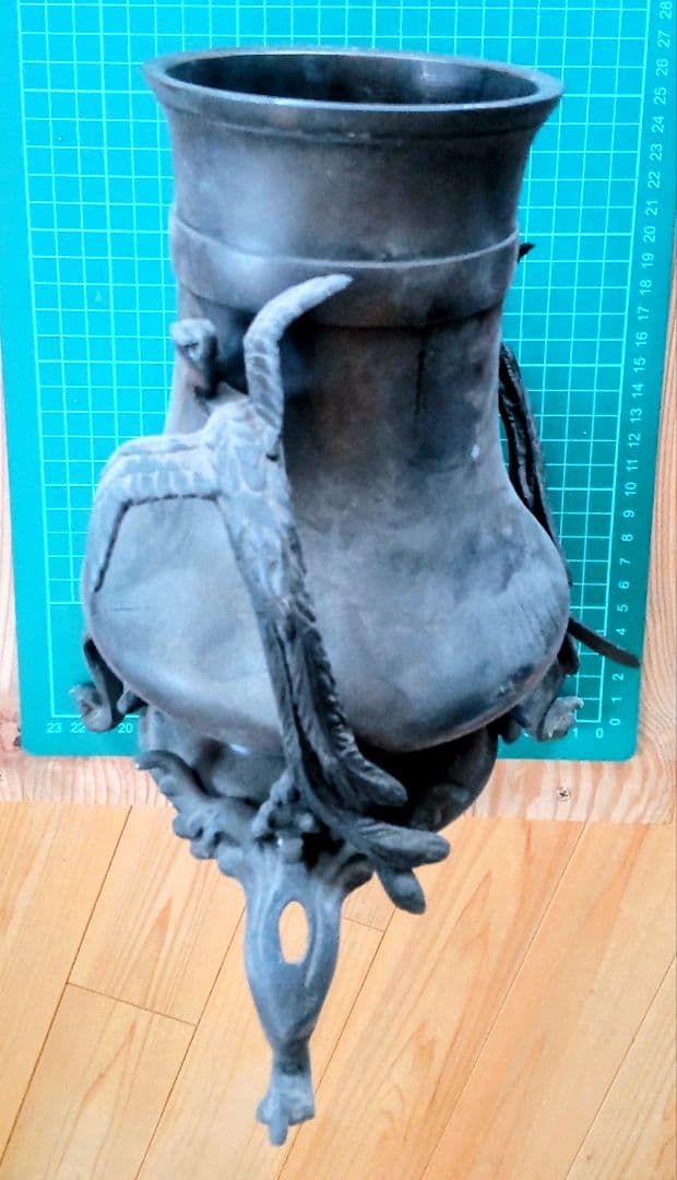 古銅 鳳凰三足香炉 花入セット 銅合金 仏具 茶道具古美術『大事に保管してます』