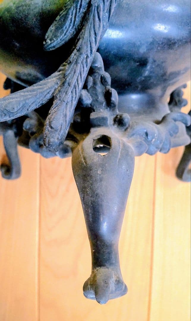 古銅 鳳凰三足香炉 花入セット 銅合金 仏具 茶道具古美術『大事に保管してます』