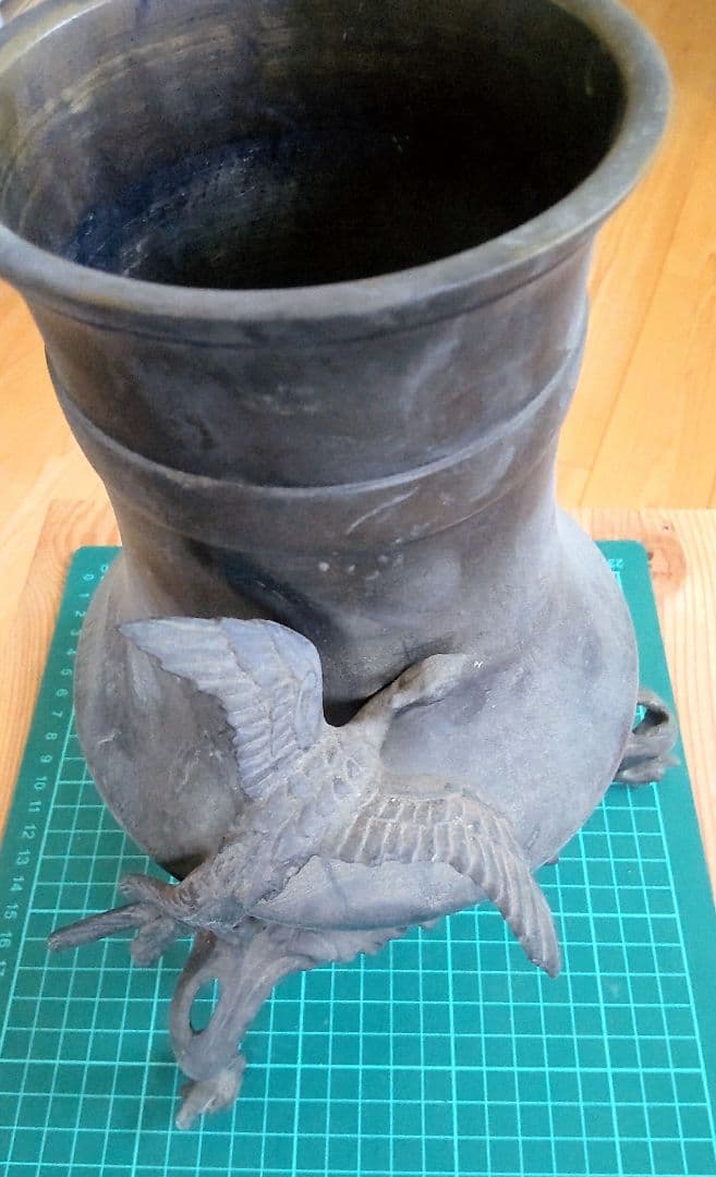 古銅 鳳凰三足香炉 花入セット 銅合金 仏具 茶道具古美術『大事に保管してます』