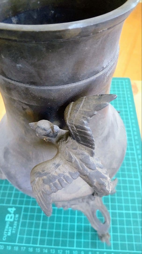 古銅 鳳凰三足香炉 花入セット 銅合金 仏具 茶道具古美術『大事に保管してます』