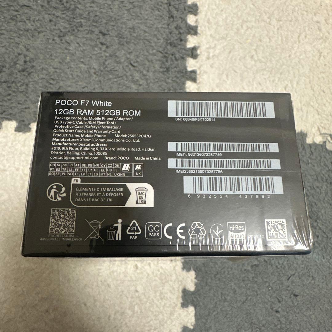 POCO F7 ホワイト 12/512 Global版SIM Free