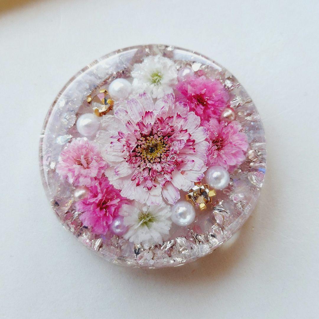 【1716】レジン　マトリカリア　ヘアゴム　ポニーフック　ブロ―チ　ハンドメイド