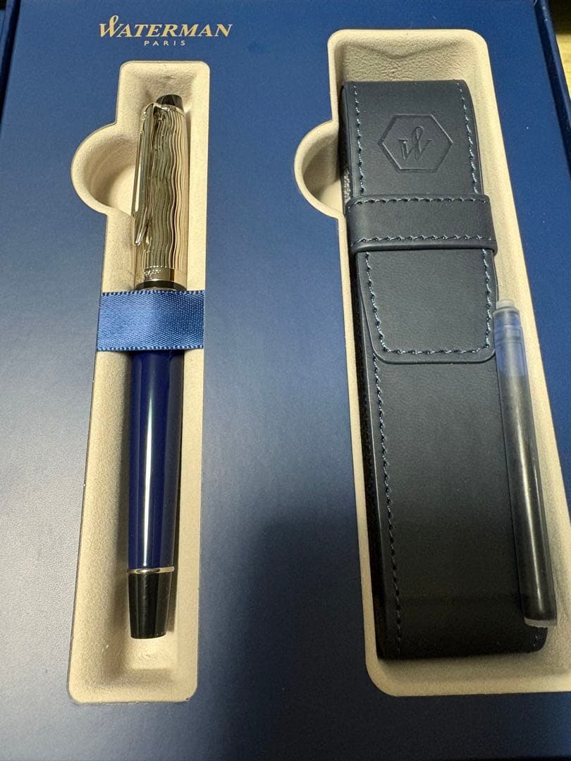 WATERMAN エキスパートデラックス　万年筆 ブルー F ケース付き