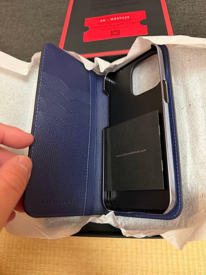 BONAVENTURA 手帳型ケース　iPhone14ProMAX ネイビー