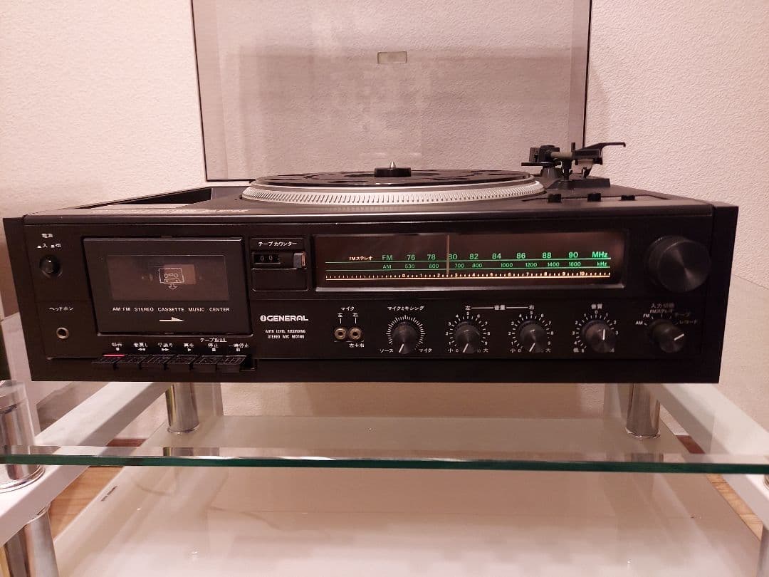 レコード、カセットプレイヤー　ステレオブラック！　DJ機材　タ－ンテ－ブル
