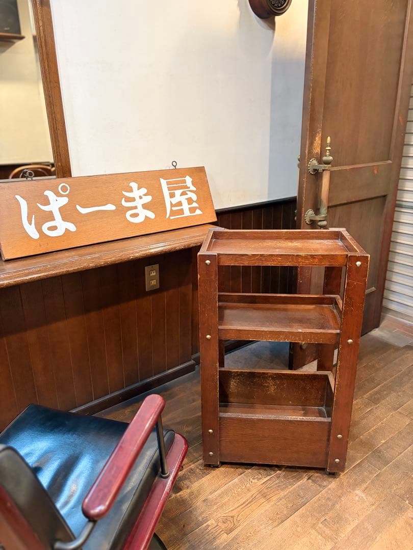 アンティーク 美容室ワゴン2点セット サロン コマ可動式