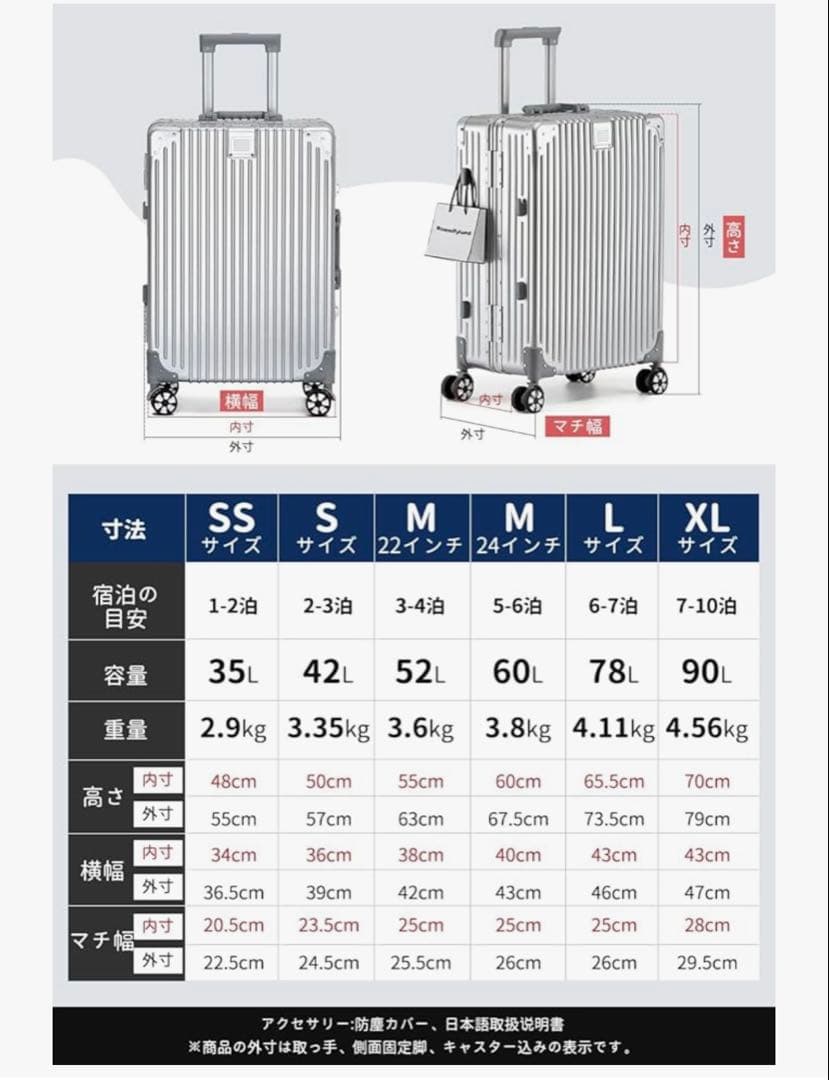 【3日間限定価格】Roamifyland スーツケース 22インチ 55リットル