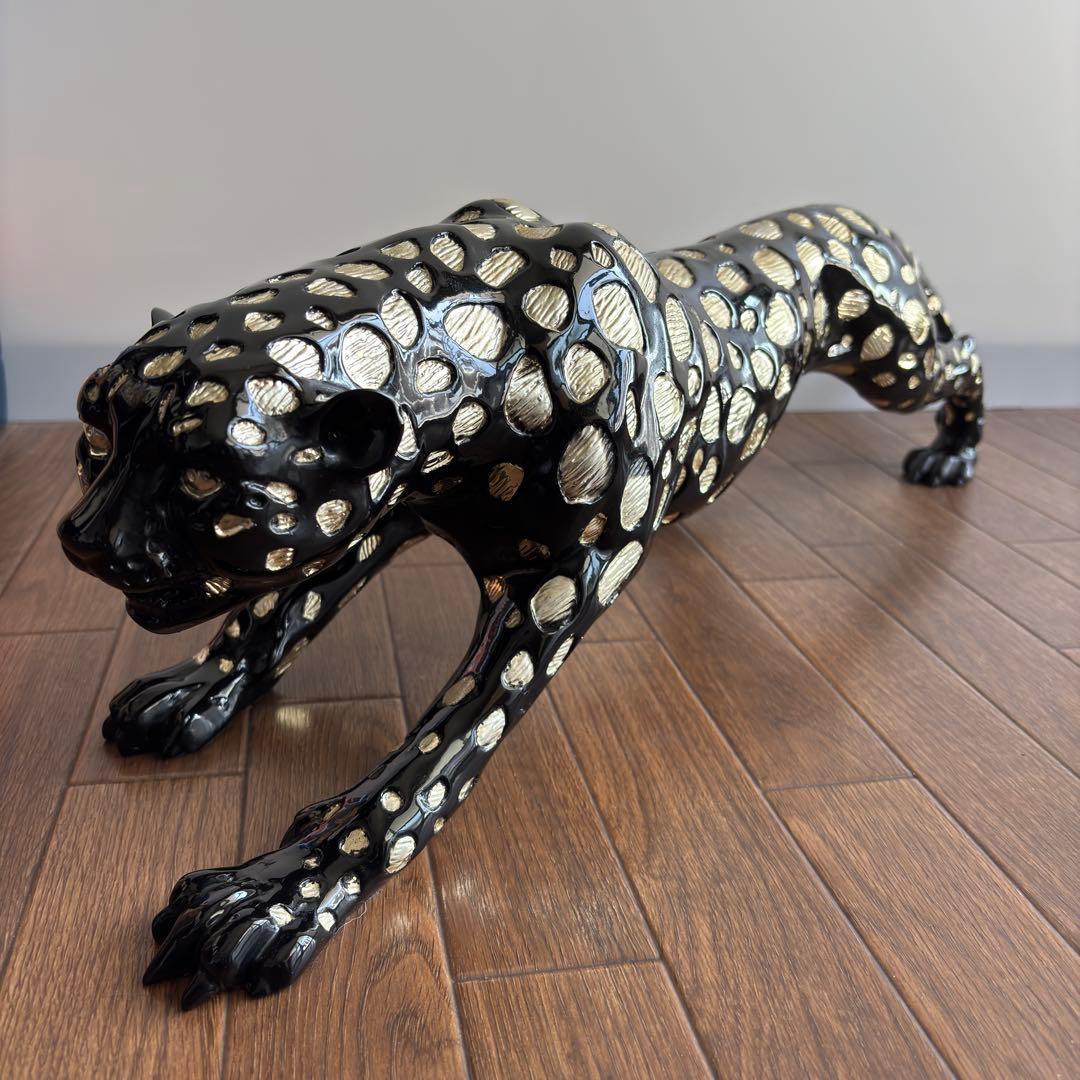 全長80cm　約7.8KG ジャガー　置物　高級感抜群 ブラックパンサー
