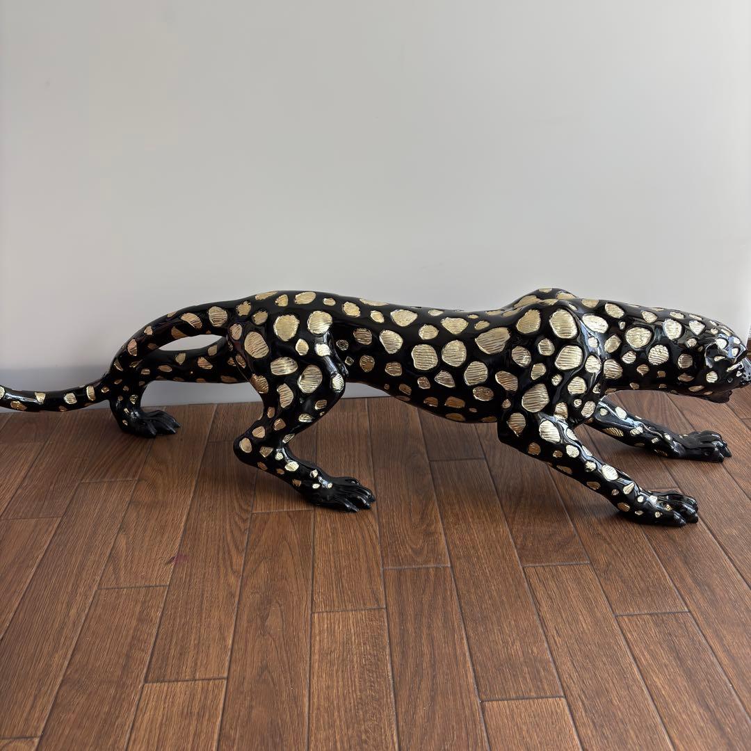 全長80cm　約7.8KG ジャガー　置物　高級感抜群 ブラックパンサー