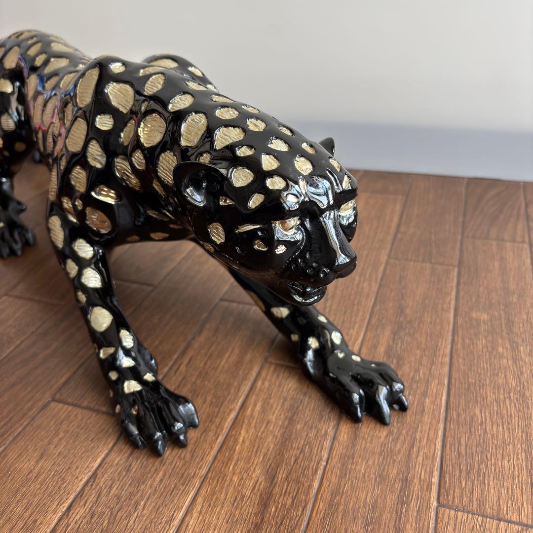 全長80cm　約7.8KG ジャガー　置物　高級感抜群 ブラックパンサー
