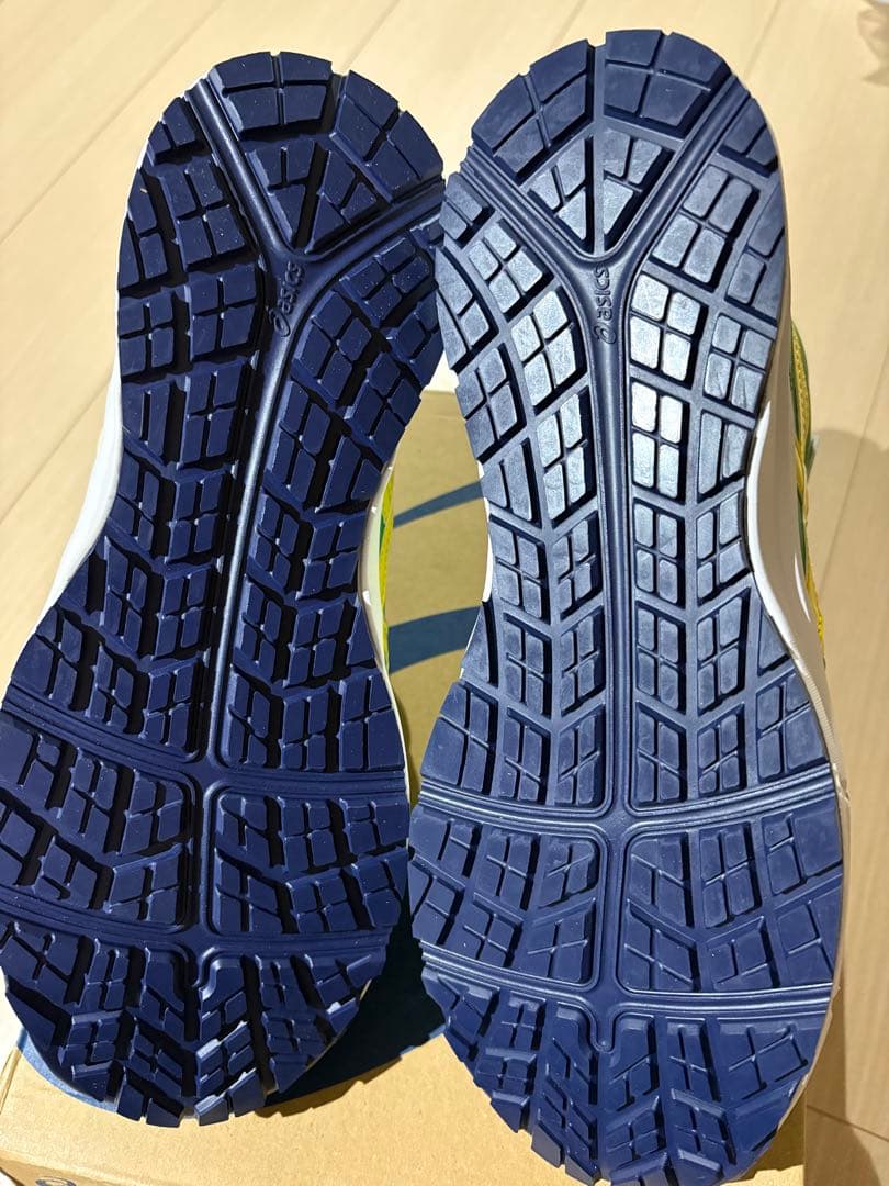 asics 緑/黄色 ハイカット安全靴