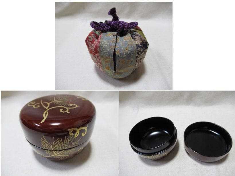 茶道具　木製蒔絵　茶箱　中の道具揃い