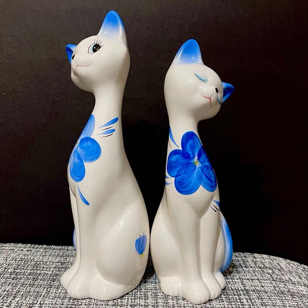 昭和レトロな猫の陶器製置物