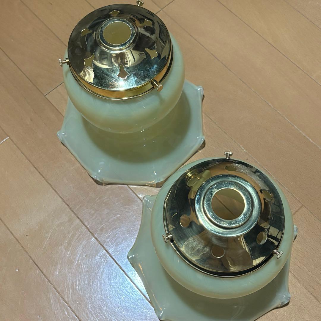 ヴァセリン　シェード　フランスアンティーク　ウランガラスシェード　 L