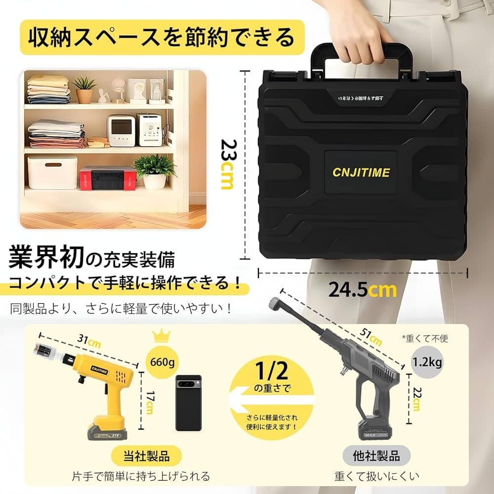 新品　高圧洗浄機 軽量版・コードレス・9MPa 残量表示 PSE認証済み