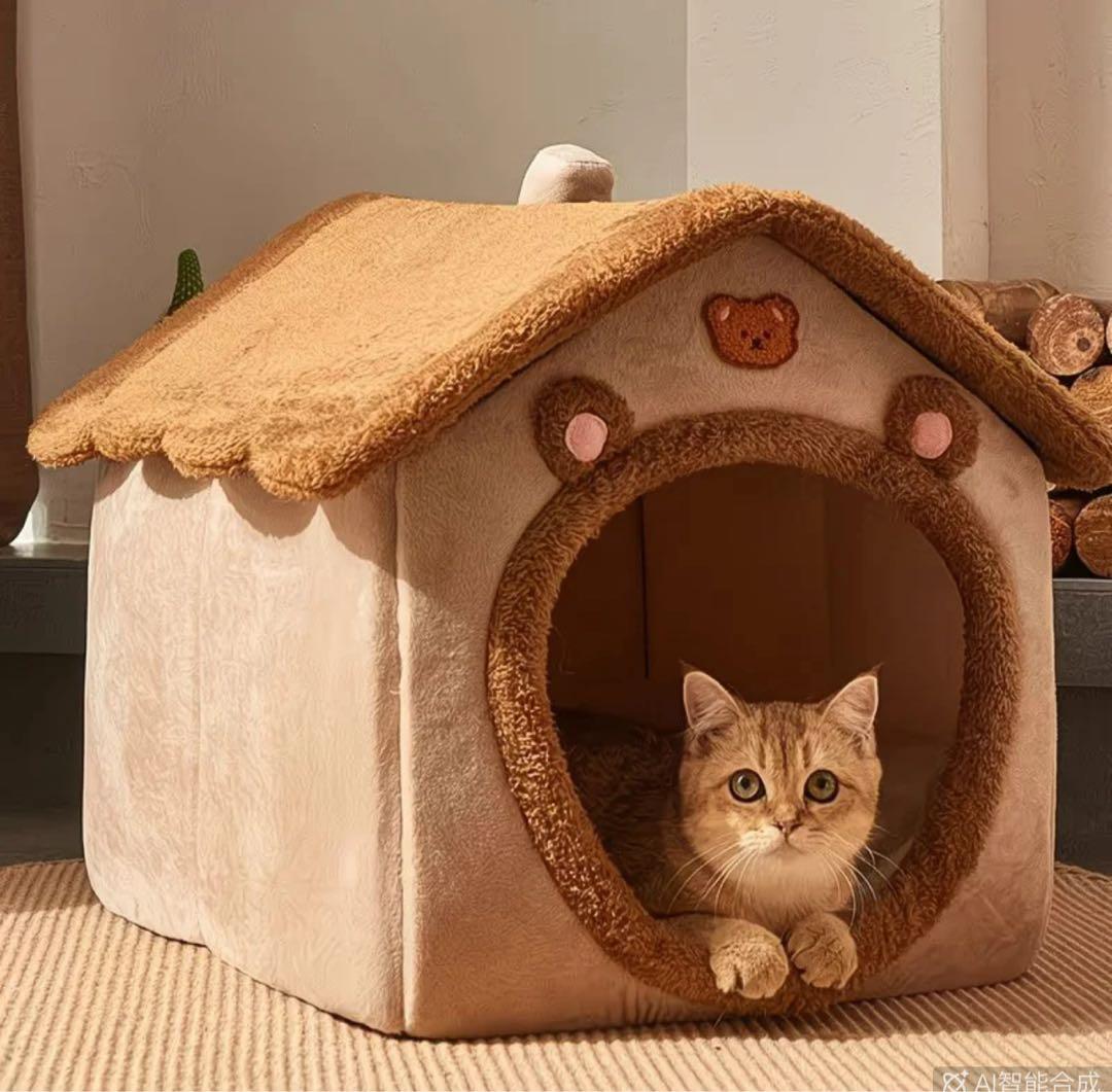 猫用ハウス ベージュとブラウン