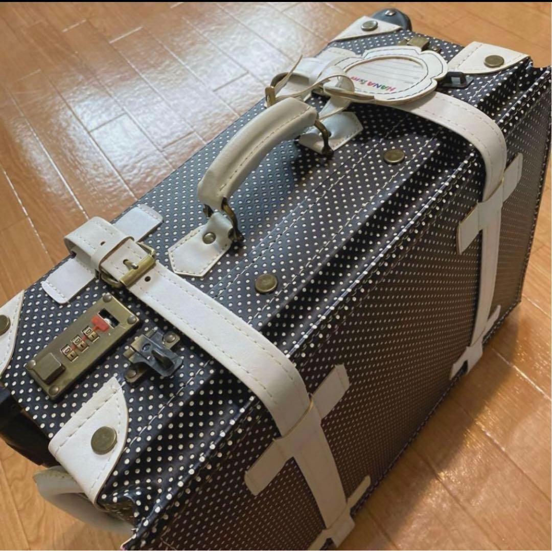 トランク型キャリーバッグ黒白ドットキャリーケース旅行バッグS機内持ち込み水玉模様