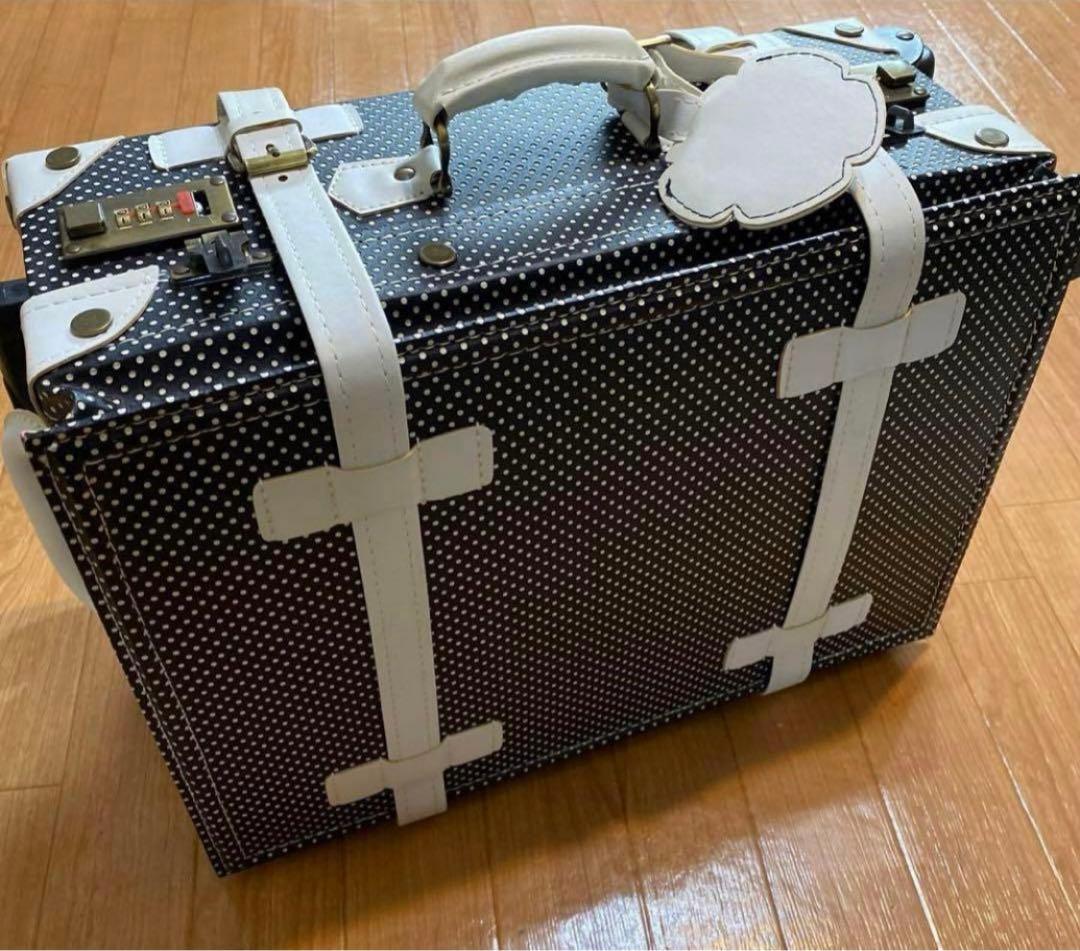 トランク型キャリーバッグ黒白ドットキャリーケース旅行バッグS機内持ち込み水玉模様