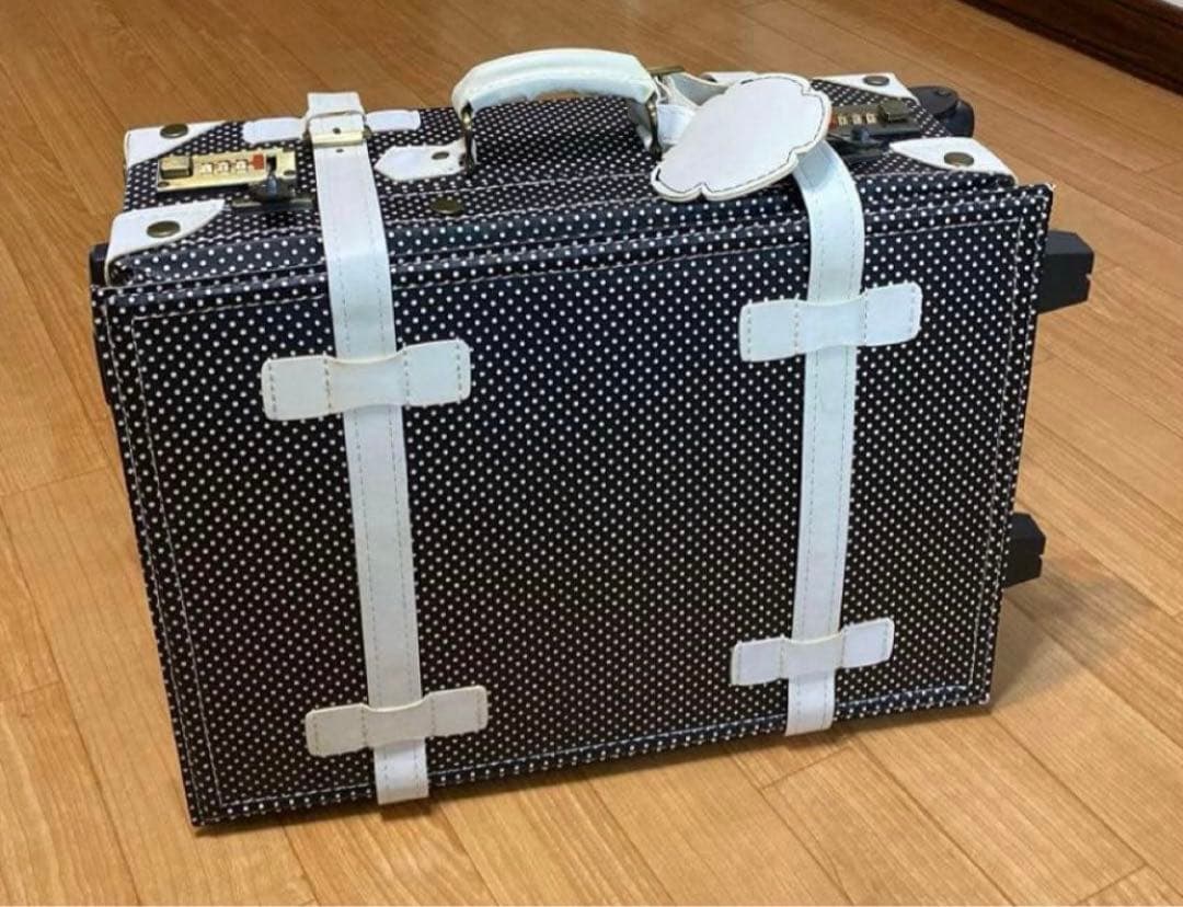 トランク型キャリーバッグ黒白ドットキャリーケース旅行バッグS機内持ち込み水玉模様