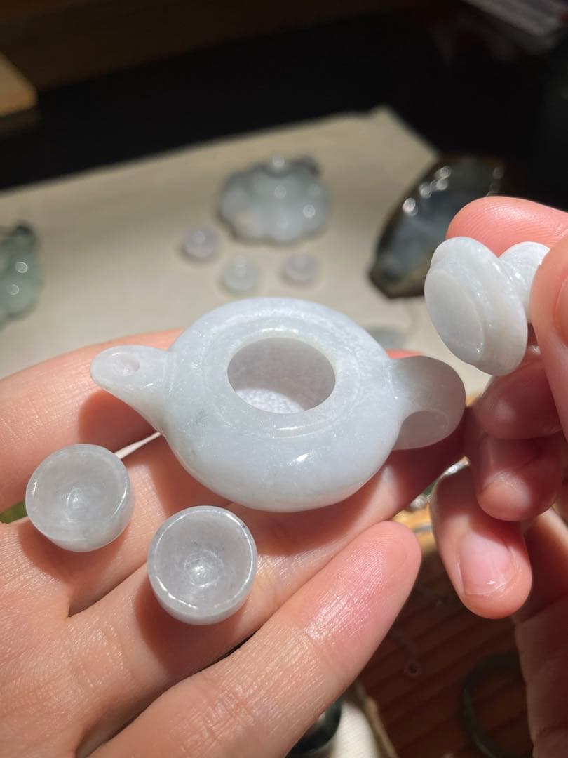 天然翡翠 本翡翠 急須セット置物 茶器セット飾り物