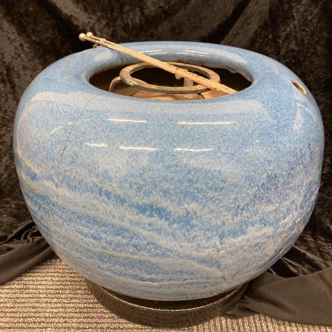 陶器 火鉢 五徳・火箸付き 直径約38cm 和風インテリア 古民家 古道具