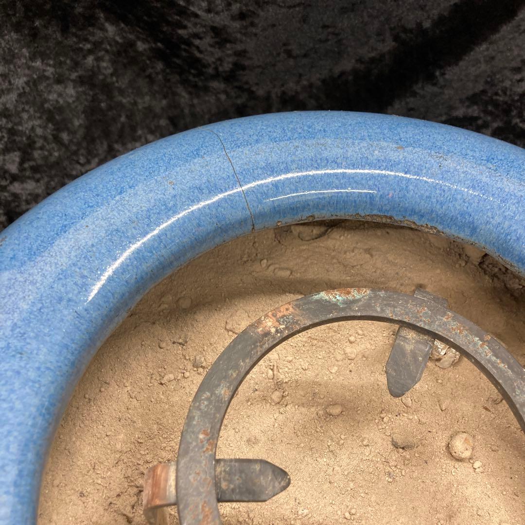 陶器 火鉢 五徳・火箸付き 直径約38cm 和風インテリア 古民家 古道具