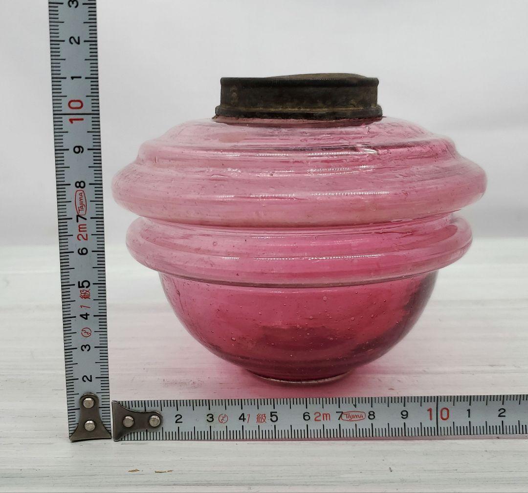 アンティーク　吊りランプ　ガラス　色ガラス　ランプ　油壺　瓶　電傘