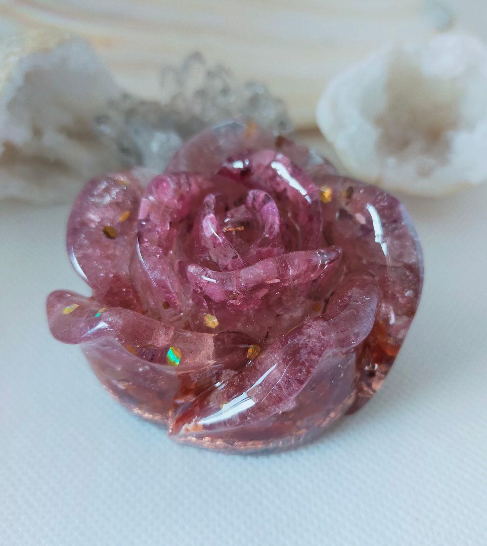 バ③ オルゴナイト　薔薇の置物　天然石　パワーストーン　お守り