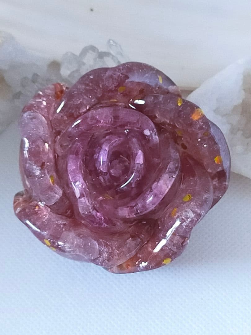 バ③ オルゴナイト　薔薇の置物　天然石　パワーストーン　お守り