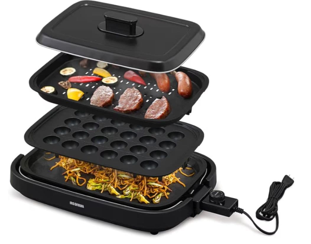 新品 IHA-A30-B アイリスオーヤマ ホットプレート 焼肉/平面/たこ焼き