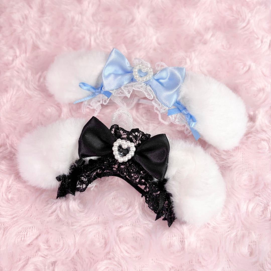 ７♡様　ぬい服　ハンドメイド　メイド　10cm 猫耳　猫　水色　犬　ブラック