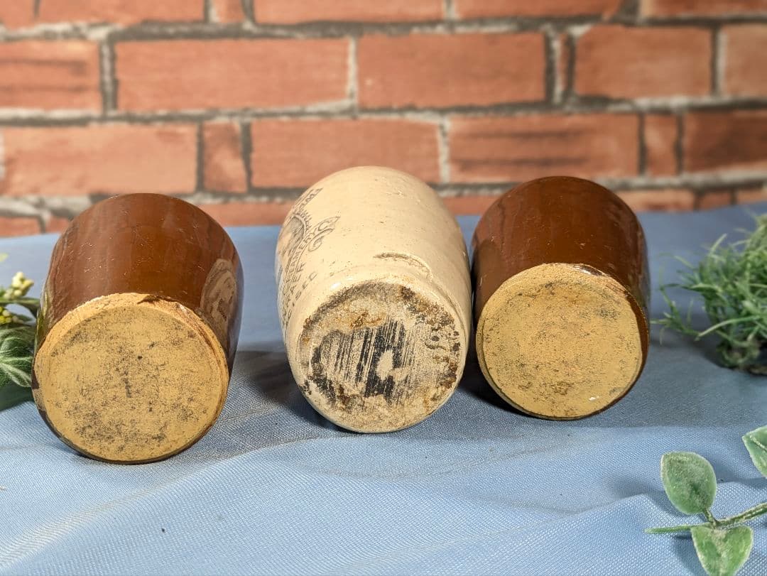 イギリス アンティーク 陶器製 ボトル ３本セット 34B