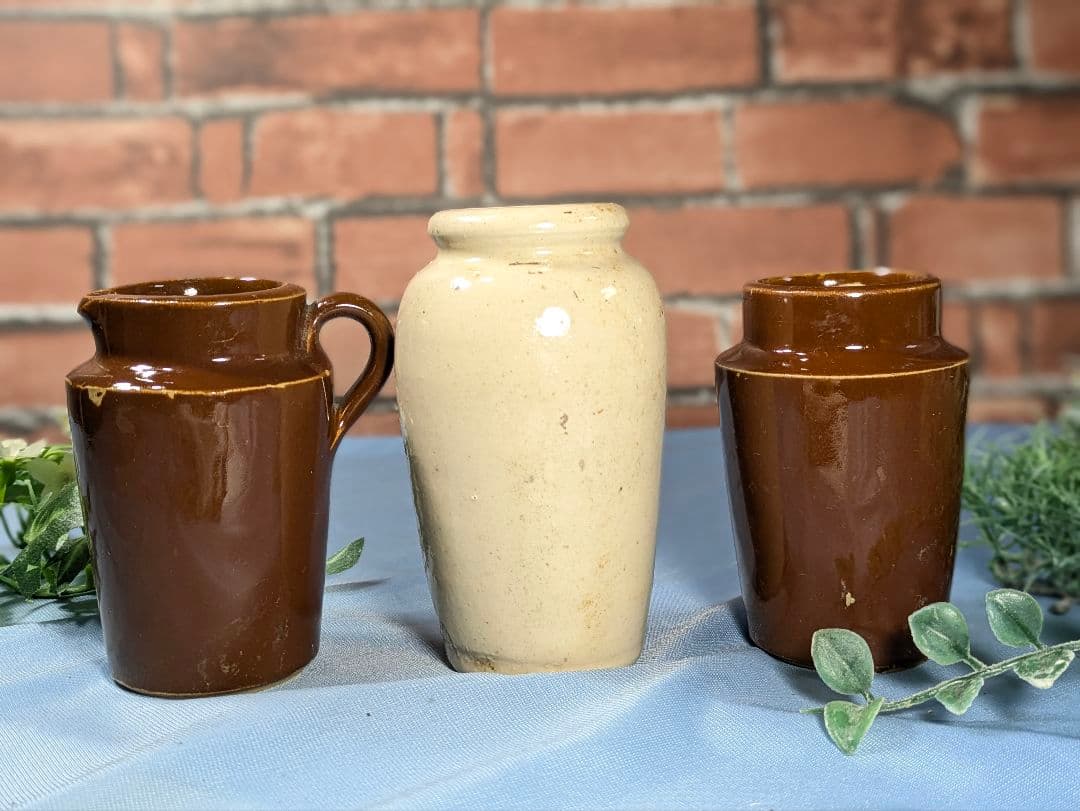 イギリス アンティーク 陶器製 ボトル ３本セット 34B