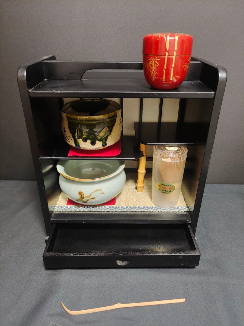 短冊箱 茶道具 お稽古 お点前 茶器セット 茶杓 茶筅 棗 茶碗 建水