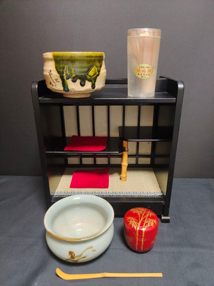 短冊箱 茶道具 お稽古 お点前 茶器セット 茶杓 茶筅 棗 茶碗 建水