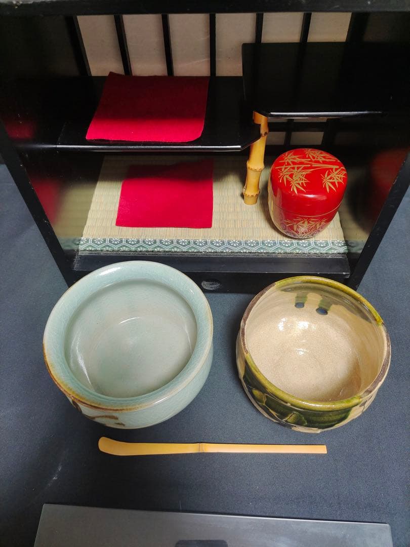 短冊箱 茶道具 お稽古 お点前 茶器セット 茶杓 茶筅 棗 茶碗 建水