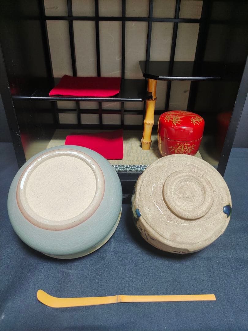 短冊箱 茶道具 お稽古 お点前 茶器セット 茶杓 茶筅 棗 茶碗 建水