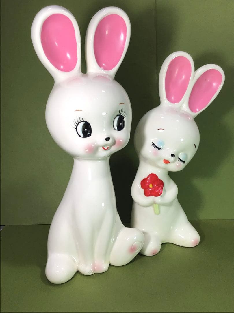 昭和レトロ 可愛い うさぎ 兎 陶器 人形 宇山あゆみ 内藤ルネ 水森亜土 玩具