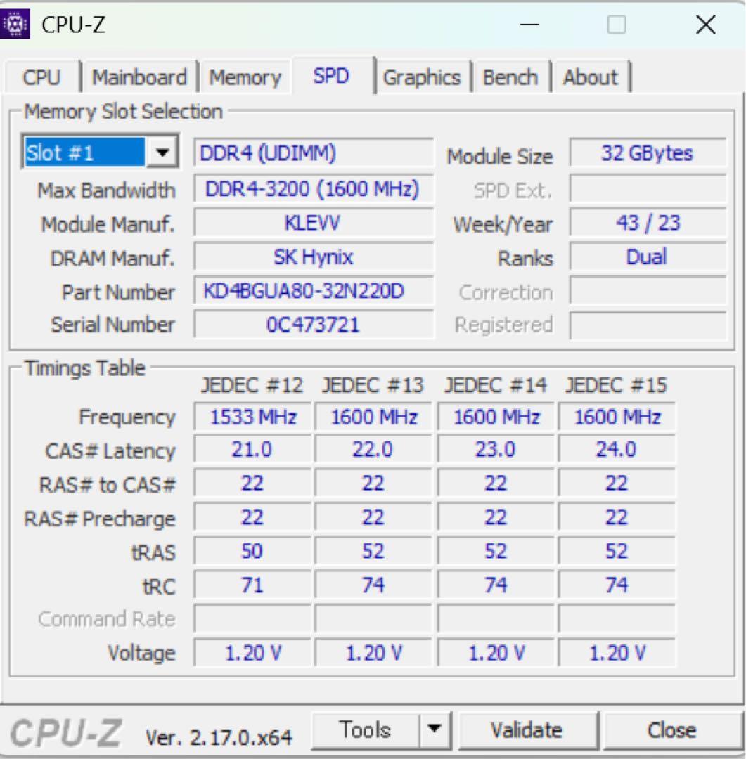メモリー KLEVV DDR4 64GB (32GB x2) 3200MHz U-DIMM