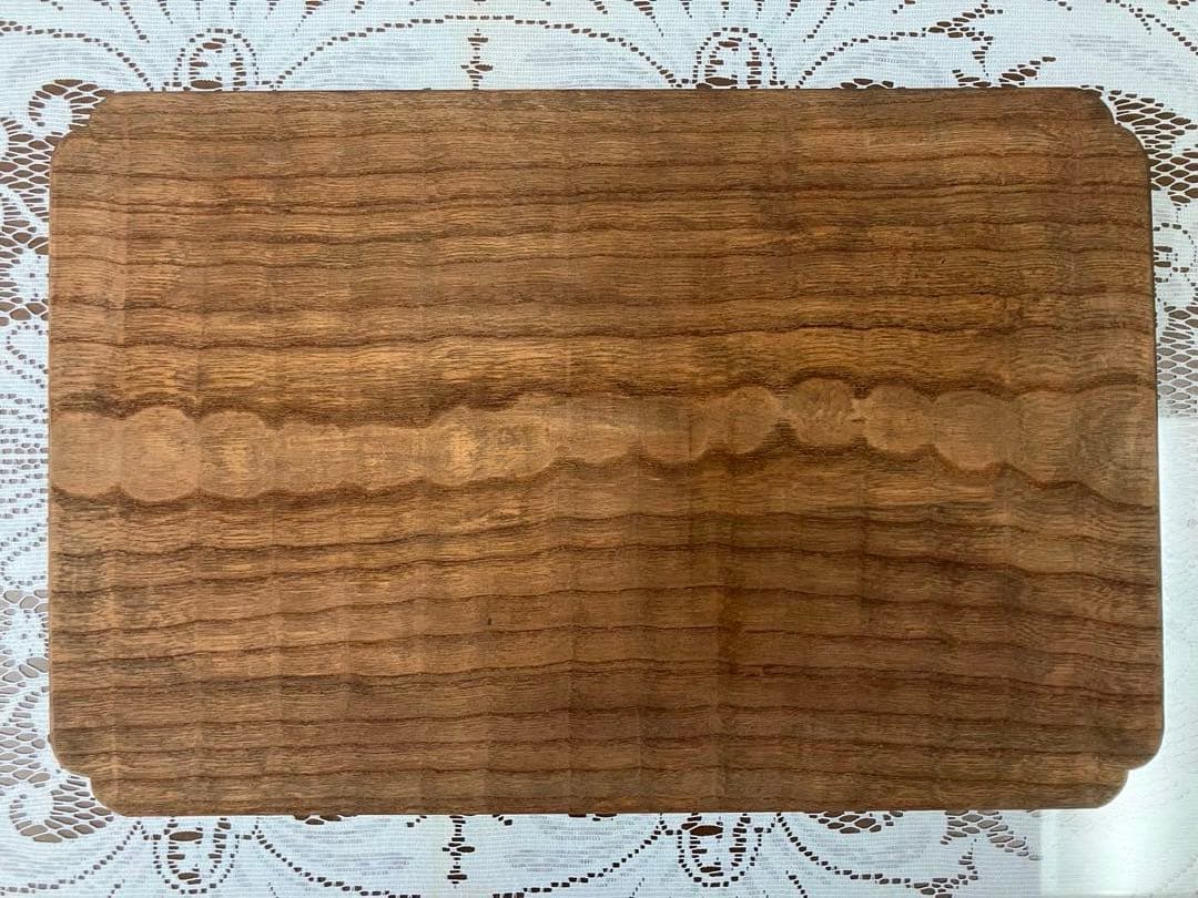 我谷盆風　隅入角盆　超大盤　ケヤキ材　手彫り　約46×30×2.5cm