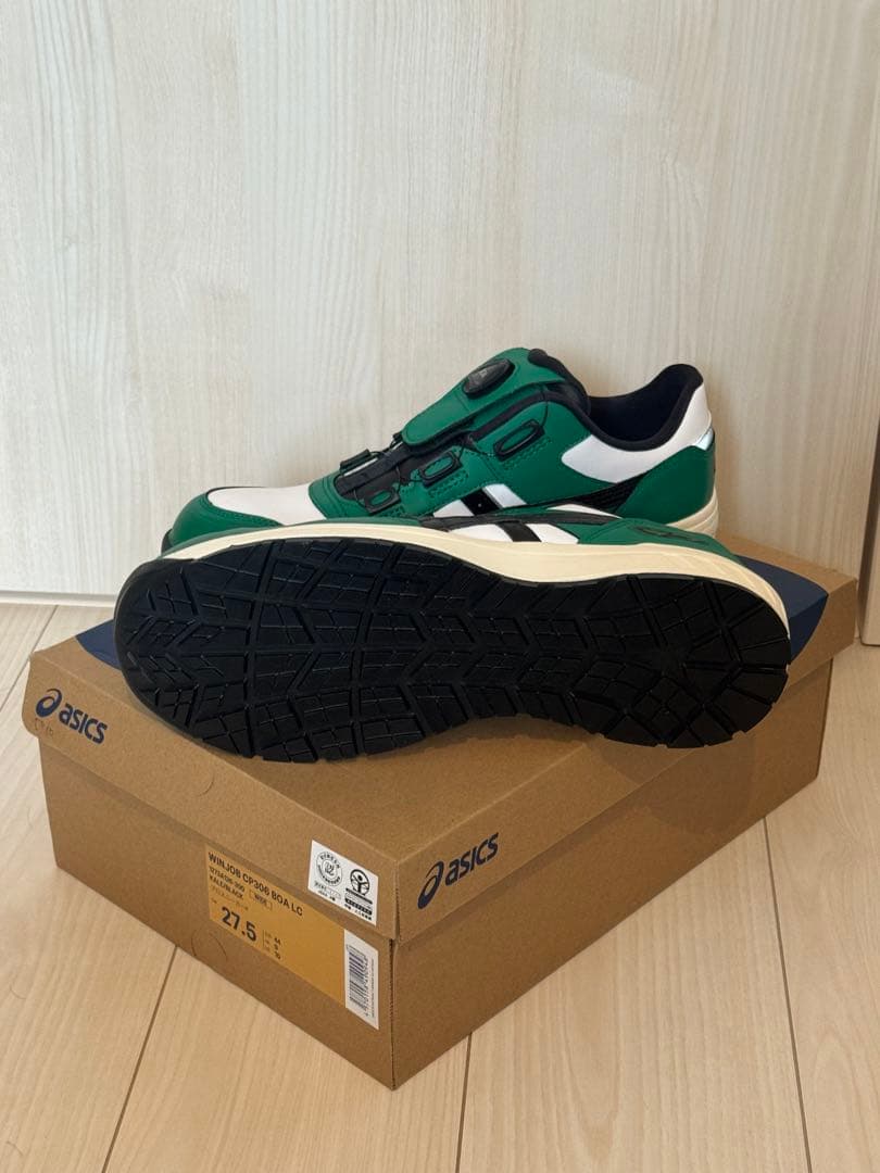 アシックス CP306 BOA 安全靴 グリーン限定カラー27.5センチ