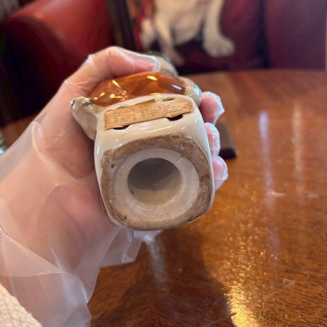 ブルドッグと猫のワインボトル　陶器　ヴィンテージ　　お酒　ワイン